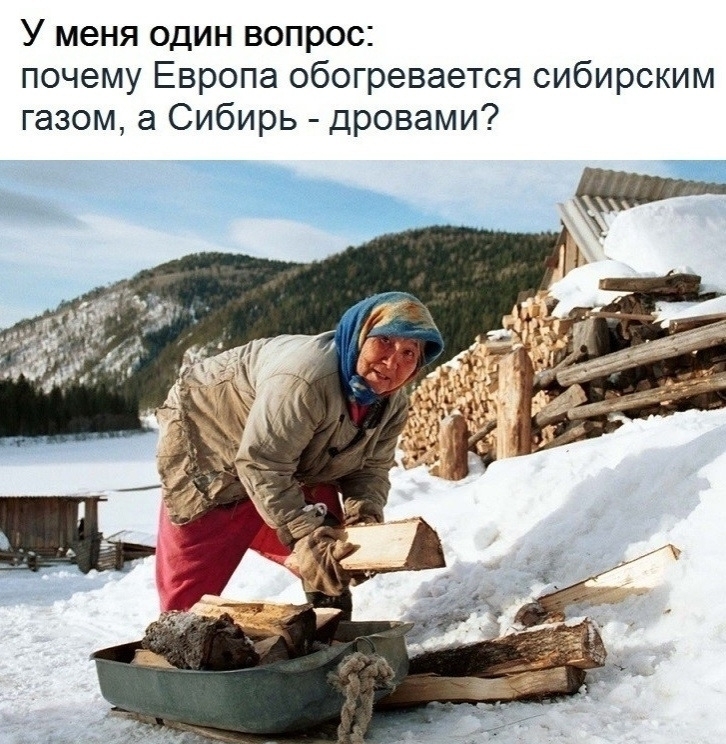 У меня один вопрос почему Европа обогревается сибирским газом а Сибирь дровами