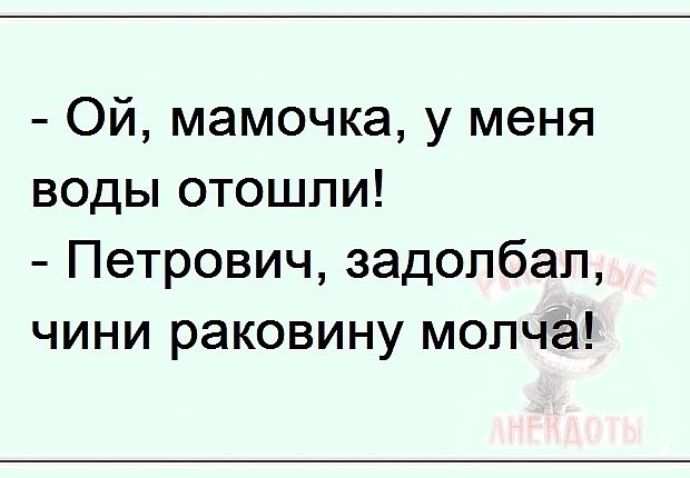 Ой мамочка у меня воды отошли Петрович задолбал чини раковину молча