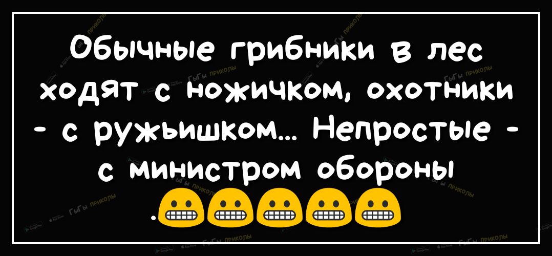Обычные грибники в лес ходят с ножичком охотники с ружьишком Непростые с министром обороны со со со со со
