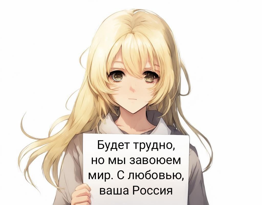 Будет трудно но мы завоюем мир С любовью ваша Россия