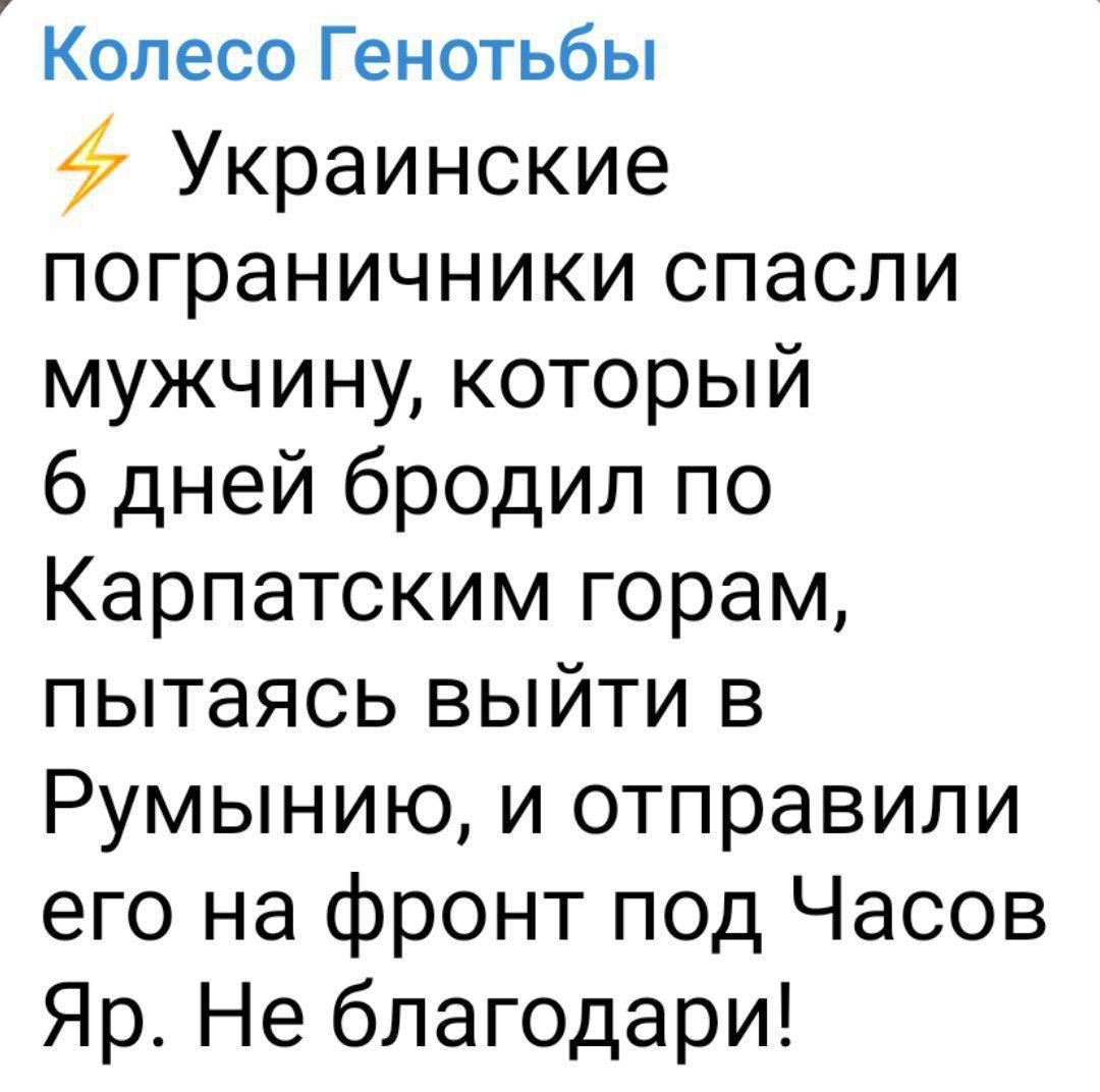 Колесо Генотьбы 47 Украинские пограничники спасли мужчину который 6 дней бродил по Карпатским горам пытаясь выйти в Румынию и отправили его на фронт под Часов Яр Не бпагодари