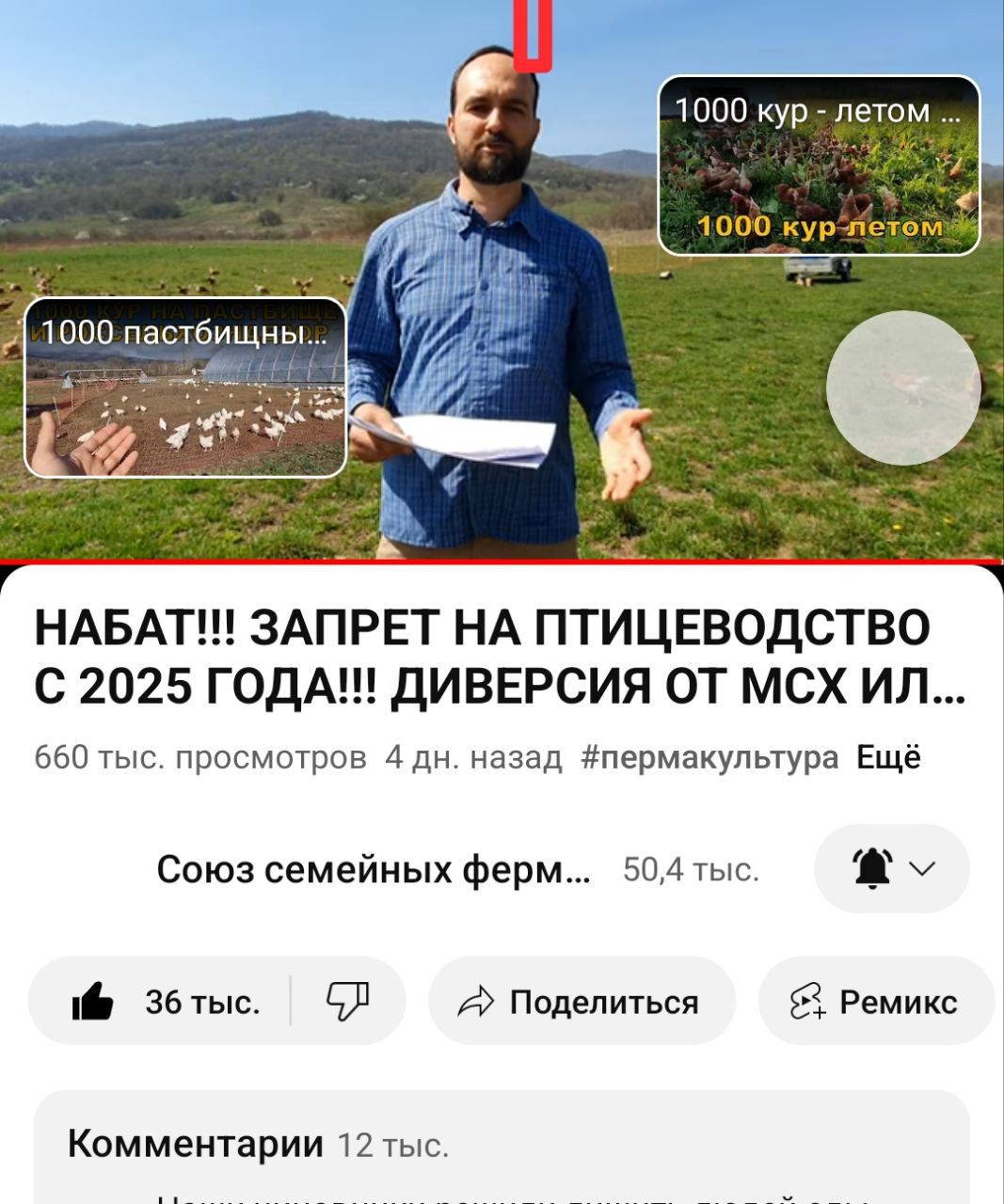 шоп этим и пас пцны НАБАТ ЗАПРЕТ НА ПТИЦЕВОДСТВО С 2025 ГОДА дИВЕРСИЯ ОТ МСХ ИЛ ььп тыс просмотров 412 назад пермакупыура Еще Союз семейиых ферм бы 4 36 тыс 91 Поделиться 5 Ремикс Комментарии 12 тыс