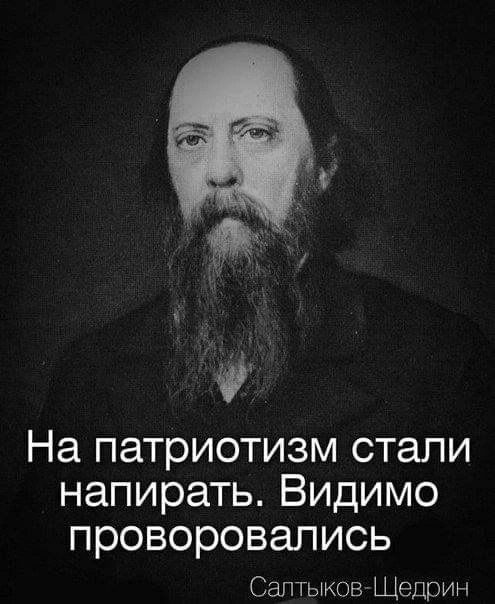 На патриотизм стали напирать Видимо проворовались Салтыков Щедрин