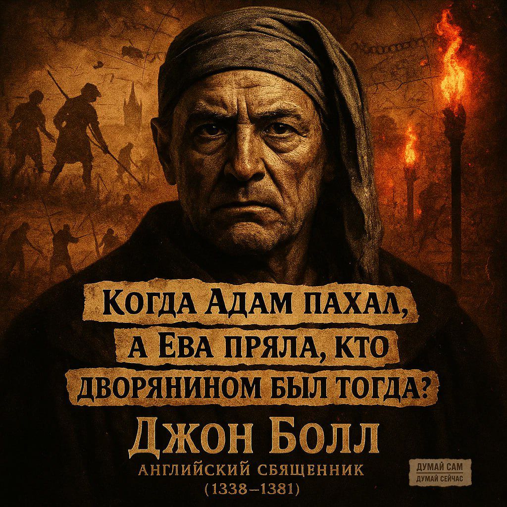 Когда Адам пахал, а Ева пряла, кто дворянином был тогда?
Джон Болл
английский священник (1338-1381)