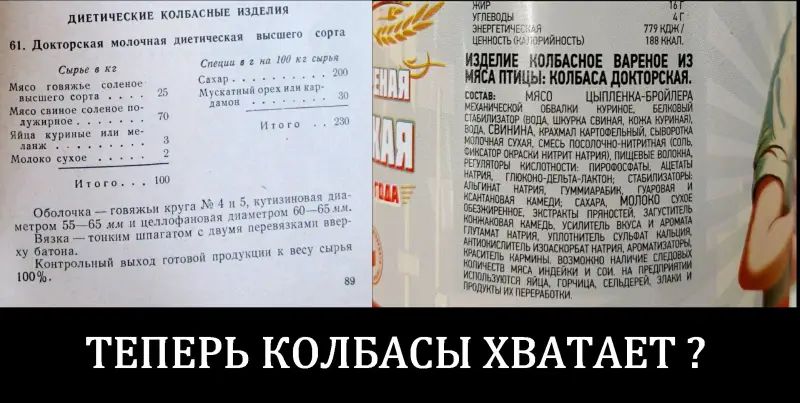 61. Долговечная молочная диетическая система сердца.
Состав: Мясо — 0,0 гр,  
Крахмал — 26,7 гр,  
Сахар — 1,0 гр.
Итого:
Общая калорийность: 120 ккал на 100 г.

ИЗДЕЛИЕ КОЛБАСНОЕ ВАРЕНОЕ ИЗ МЯСА ПТИЦЫ КОЛБАСА ДОКТОРСКАЯ.
