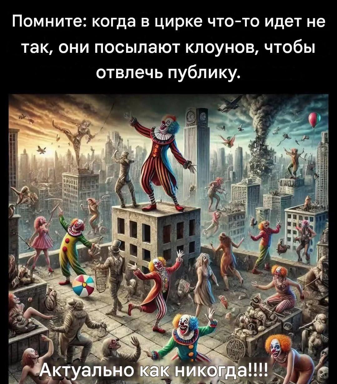 Помните: когда в цирке что-то идёт не так, они посылают клоунов, чтобы отвлечь публику.
Актуально как никогда!!!!