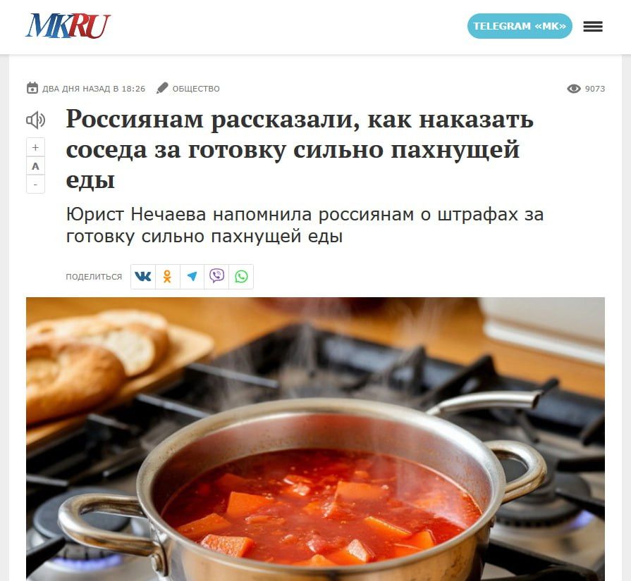Россиянам рассказали, как наказать соседа за готовку сильно пахнущей еды. Юрист Нечаева напомнила россиянам о штрафах за готовку сильно пахнущей еды.