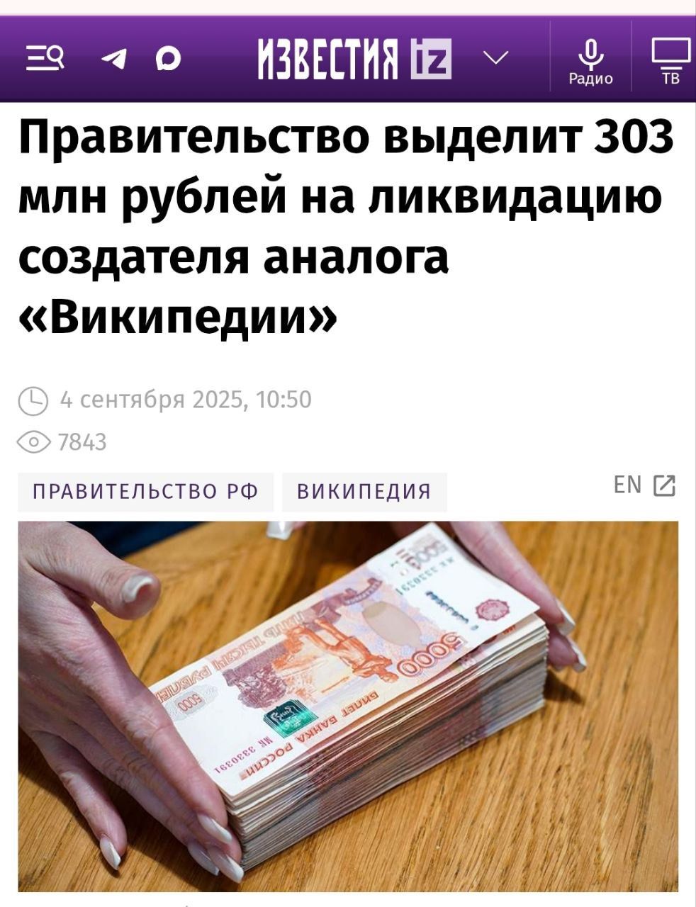 Правительство выделит 303 млн рублей на ликвидацию создателя аналога «Википедии»