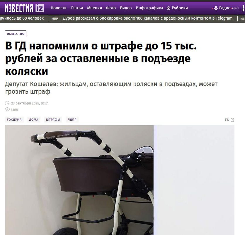 В ГД напомнили о штрафе до 15 тыс. рублей за оставленные в подъезде коляски

Депутат Кошелев: жителям, оставляющим коляски в подъездах, может грозить штраф