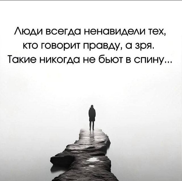 Люди всегда ненавидели тех, кто говорит правду, а зря. Такие никогда не бьют в спину...
