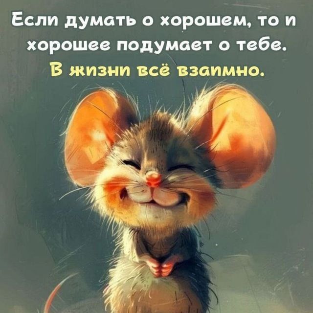Если думать о хорошем, то и хорошее подумает о тебе. В жизни всё взаимно.