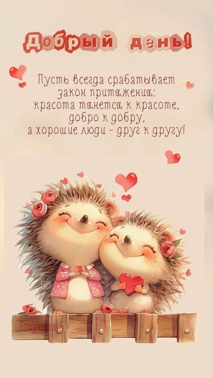 Добрый день! Пусть всегда срабатывает закон притяжения. красота тянется к красоте, добру и добру, а хорошие люди - друг к другу!