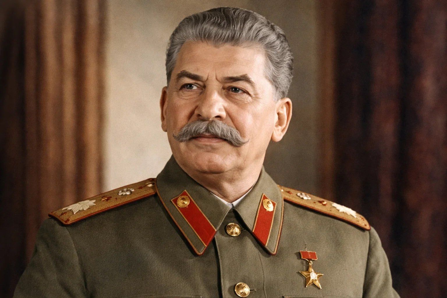 Сталин в армейской форме, портретный кадр