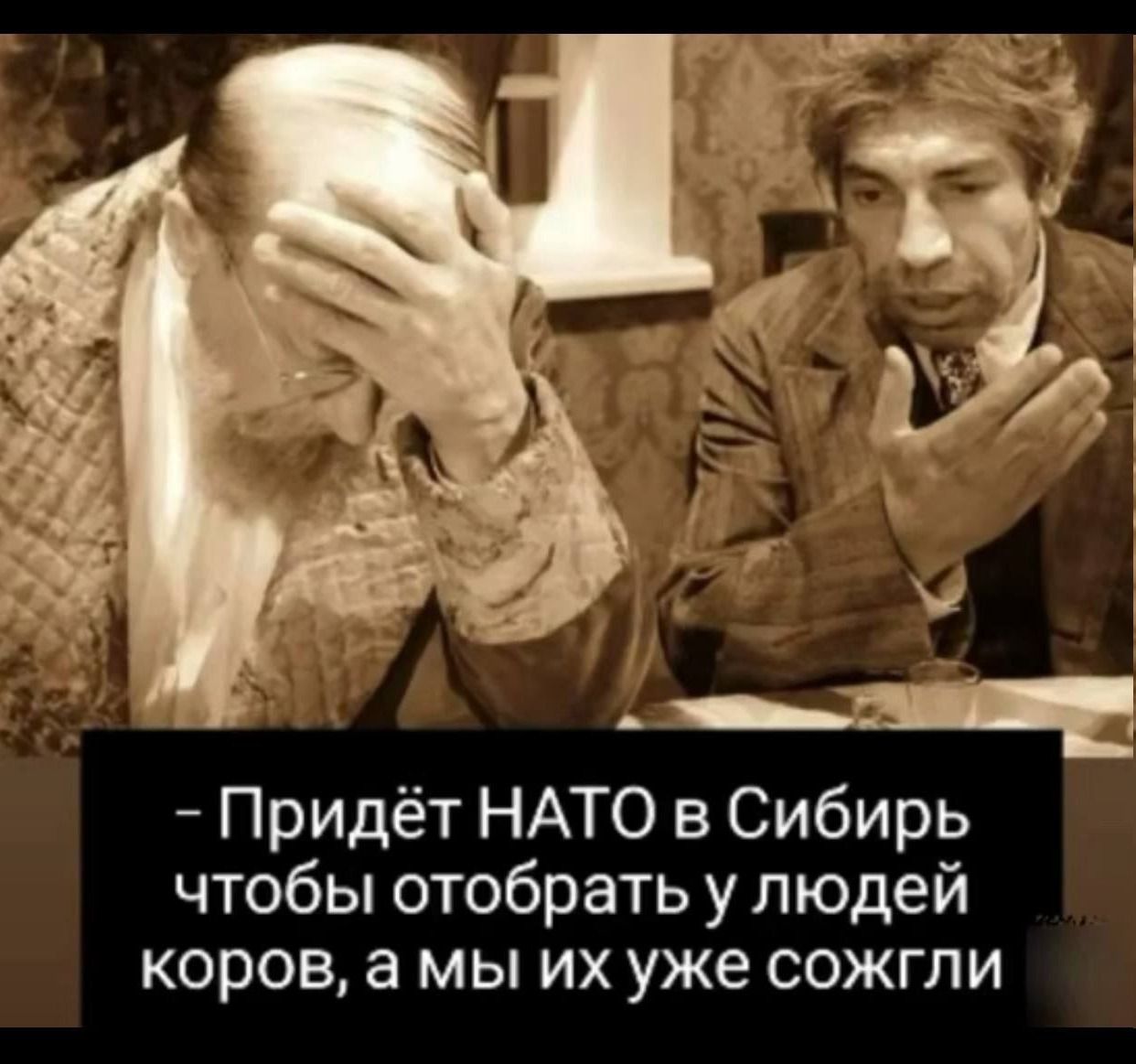 Придёт НАТО в Сибирь чтобы отобрать у людей коров, а мы их уже сожгли