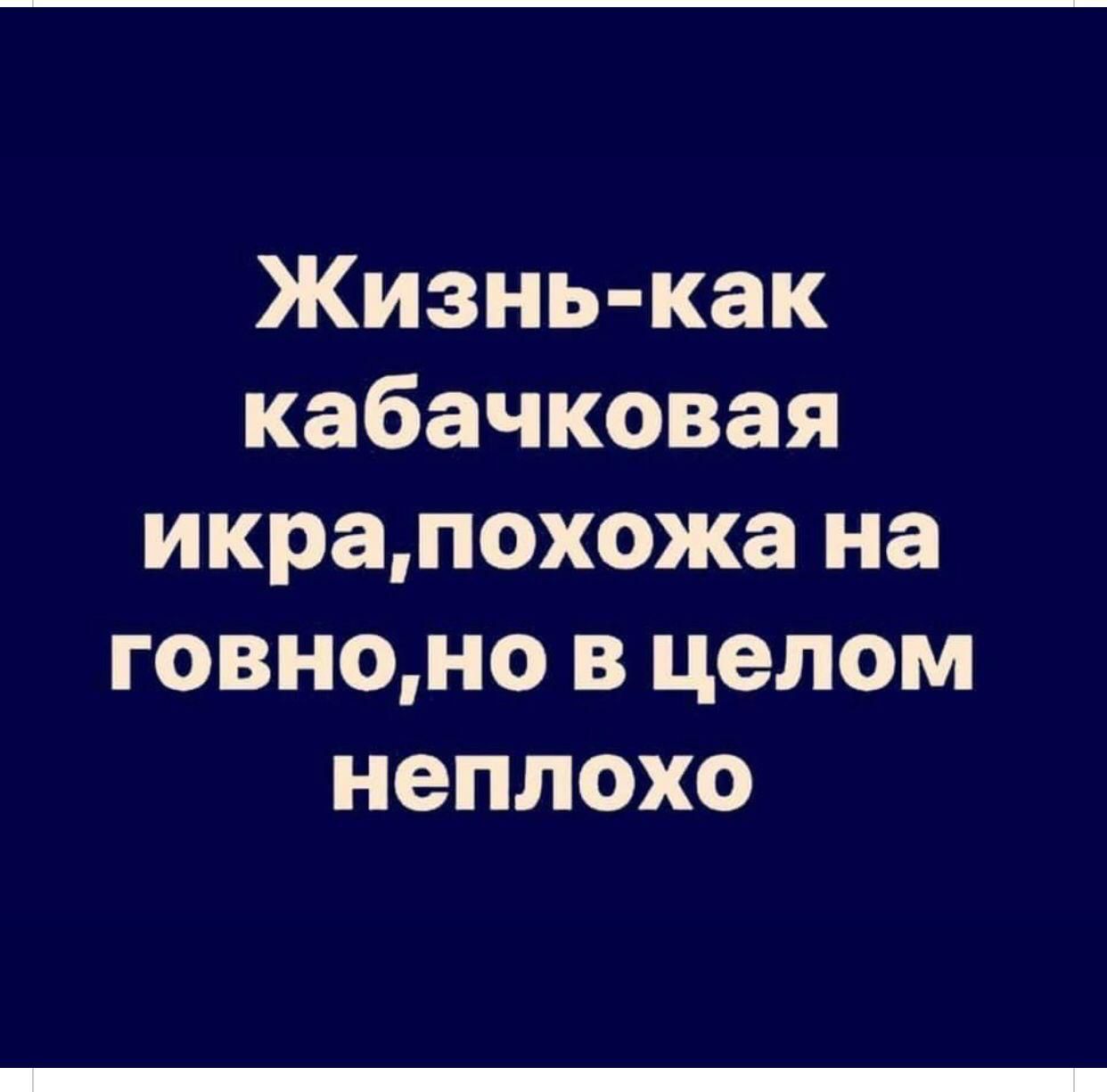 Жизнь как кабачковая икрапохожа на говноно в целом неплохо