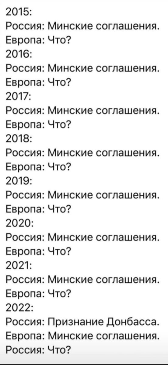 2015 Россия Европа 2016 Россия Европа 2017 Россия Европа 2018 Россия Европа 2019 Россия Европа 2020 Россия Европа 2021 Россия Европа 2022 Россия Европа Россия Минские соглашения Что Минские соглашения Что Минские соглашения Что Минские соглашения Что Минские соглашения Что Минские соглашения Что Минские соглашения Что Признание Донбасса Минские соглашения Что