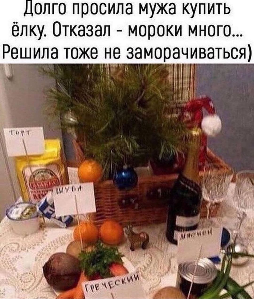 юлго просила мужа купить ёлку Отказал мороки много _Ршила тоже не заморачасяивть