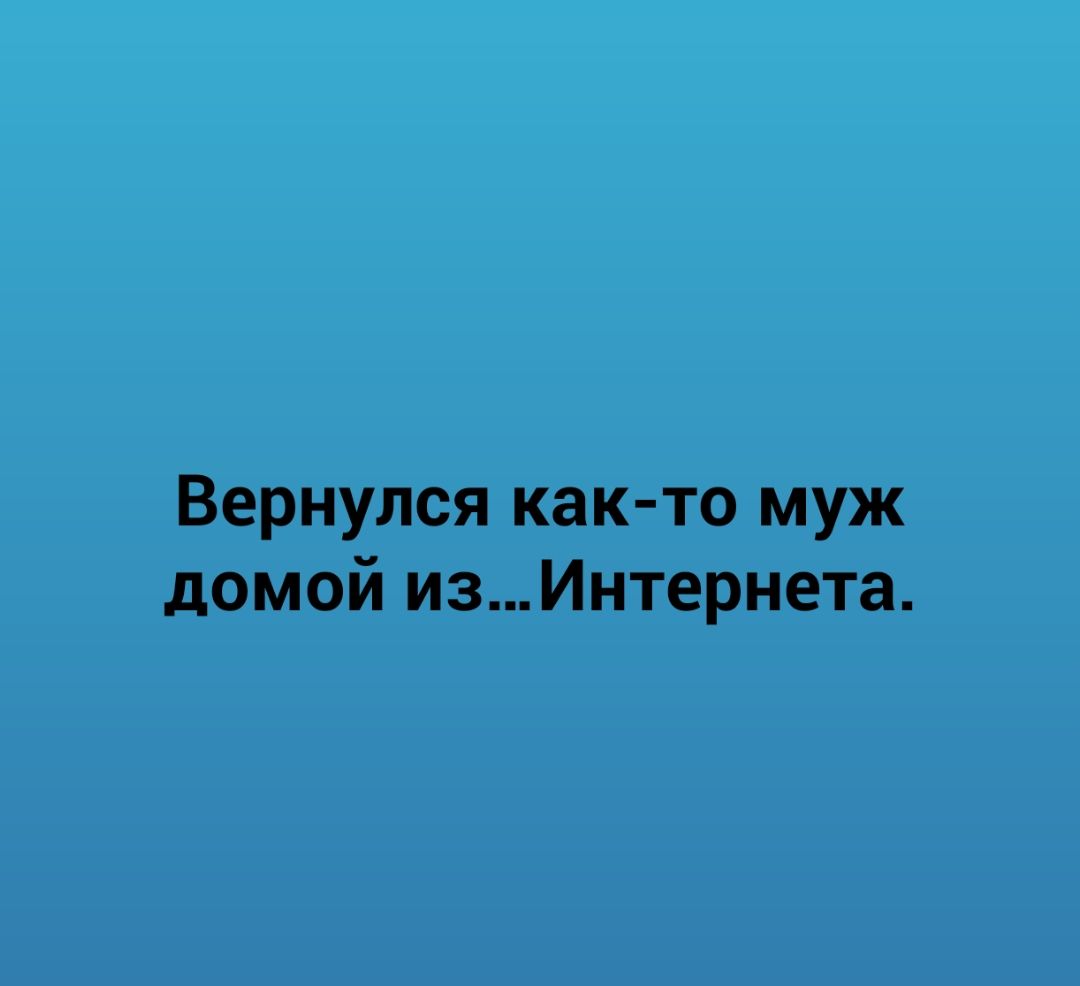 Вернулся как то муж домой изИнтернета