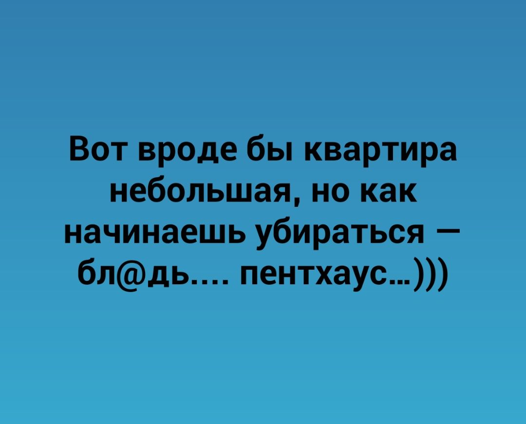 Вот вроде бы квартира небольшая но как начинаешь убираться блдь пентхаус