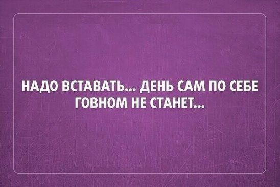 НАдО ВСТАВАТЬ дЕНЬ САМ ПО СЕБЕ ГОВНОМ НЕ СТАНЕТ 1 1