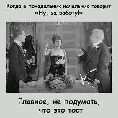 Когда в понедельник начальник говорит главное, не подумать, что это тост