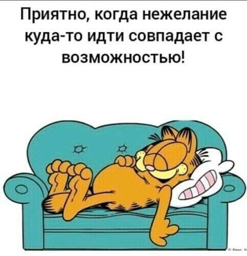 Приятно когда нежелание куда то идти совпадает с возможностью