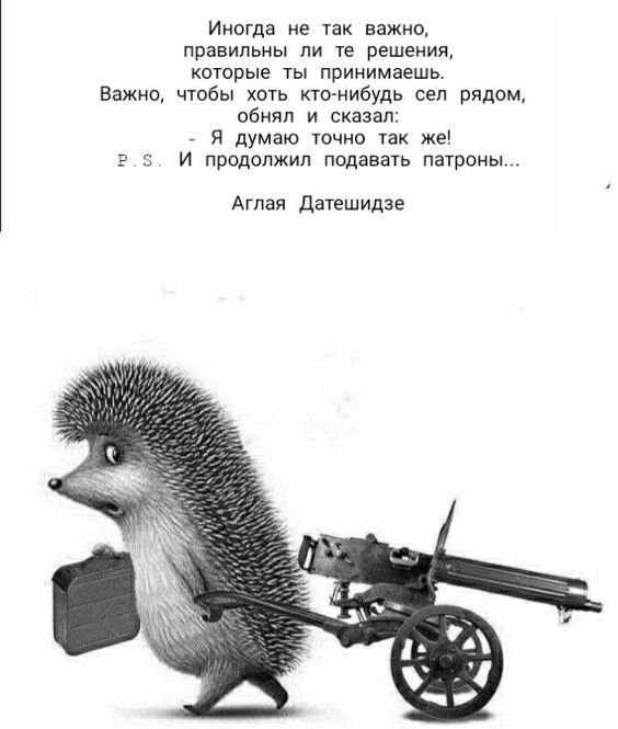 Иногда не так важно правильны пи те решения которые ты принимаешь Важно чтобы хоть кто нибудь сел рядом обнял и сказал Я думаю ючно так же в 5 И продолжил подавать патроны Аглая датешидзе