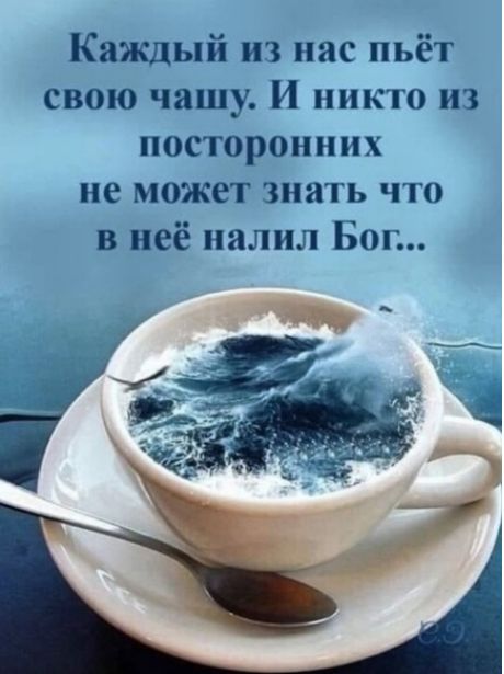 Каждый из нас пьёт свою чашу И никто из посторонних не может знать что в неё налил Бог