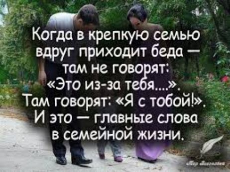 _ м Когда в крепкую семью _ вдруг приходит беда там не гово ят Это из за т я Там говорят Я с тобой И это гдавдьте слова в семеинои жизни