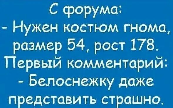 С срорума Нужен костюм гнома размер 54 рост 178 Первый комментарий Белоснежку даже представить страшно