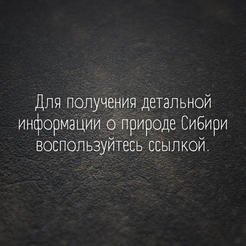 Для получения детальной информации оприроде Сибири воспользуйтесь ссылкой