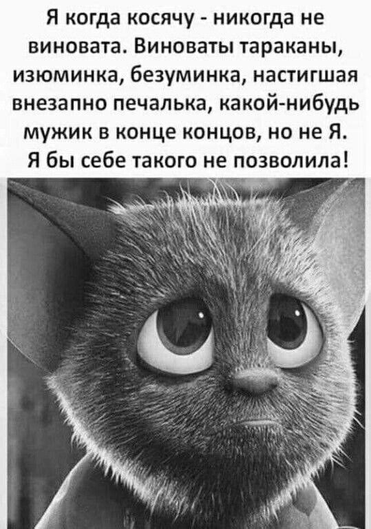 Я когда косячу никогда не виновата Виноваты тараканы изюминка безуминка настигшая внезапно печалька какой нибудь мужик в конце концов но не Я Я бы себе такого не позволила г