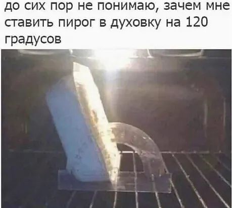 до сих пор не понимаю зачем мне сгавить пирог в духовку на 120 градусов