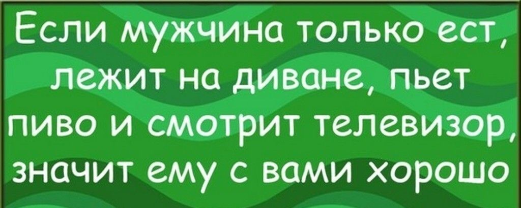 Если мужчина только ест лежит на диване пьет пиво и смотрит телевизор значит ему с вами хорошо