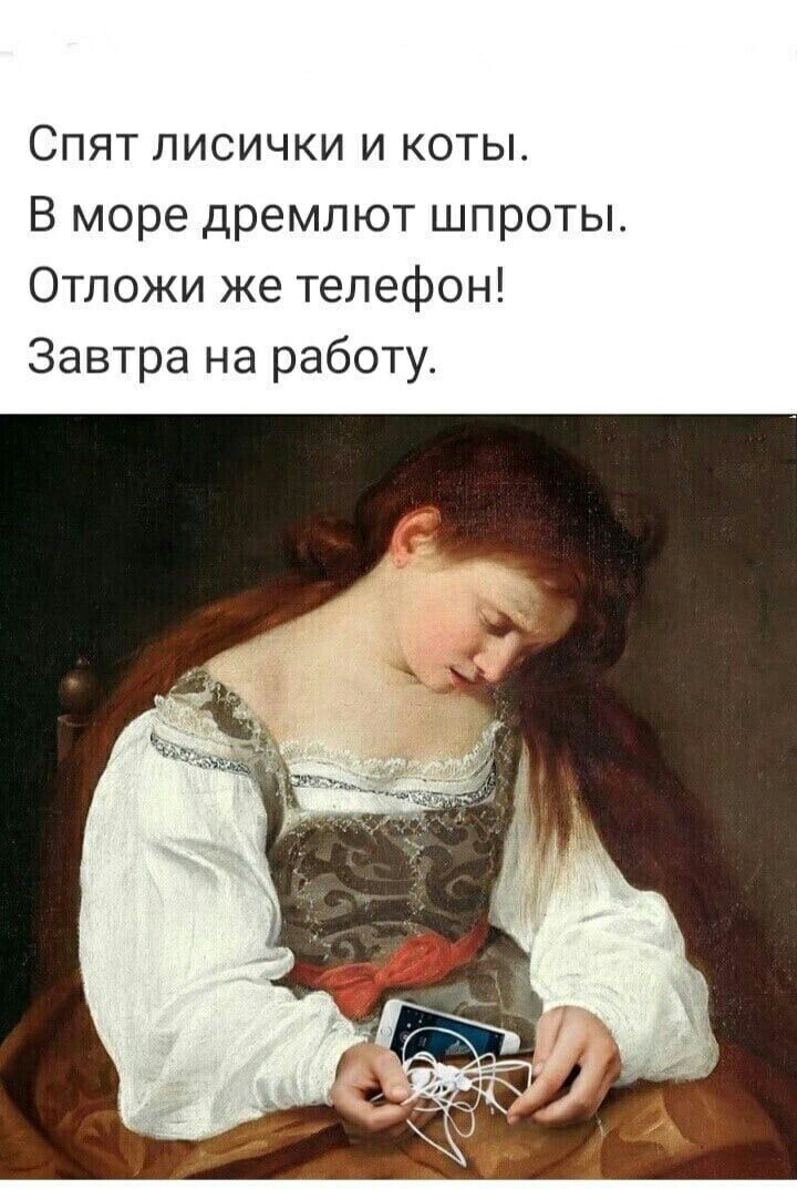 Спят лисички и коты В море дремлют шпроты Отпожи же телефон Завтра на работу