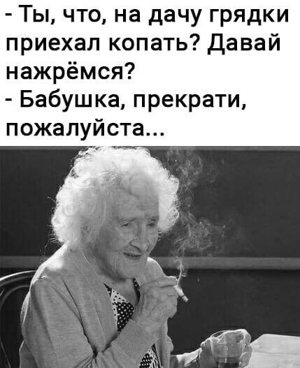 Ты что на дачу грядки приехал копать давай нажрёмся Бабушка прекрати пожалуйста