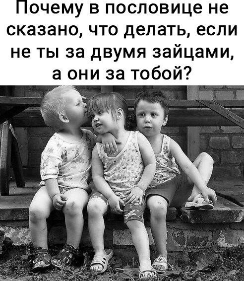 очему в пословице не сказано что делать если не ты за двумя зайцами а они за тобой