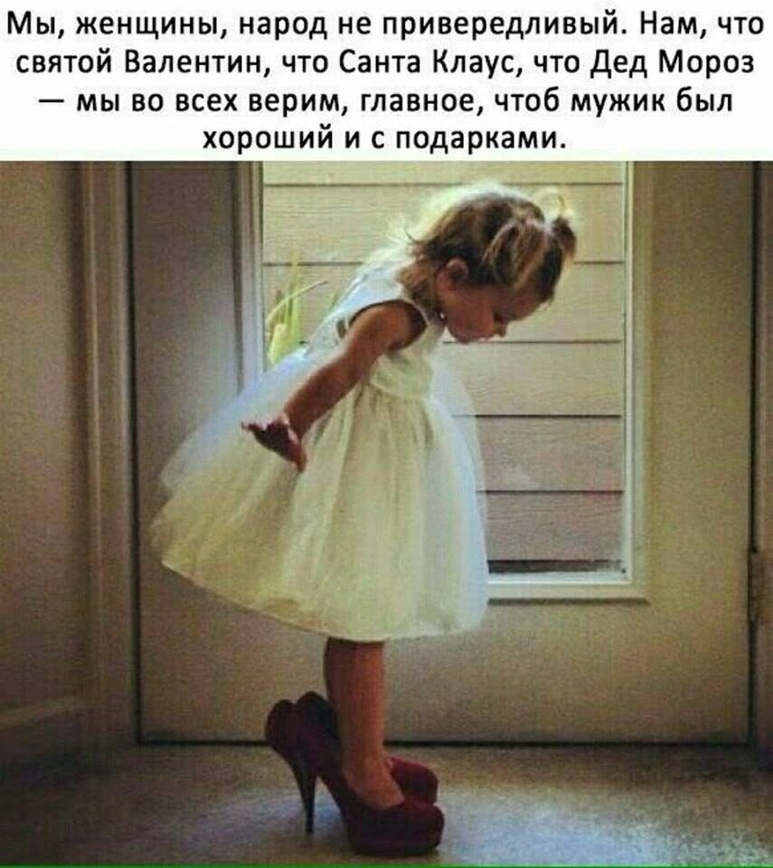 Мы женщины народ не привередливый Нам что святой Валентин что Санта Клаус что дед Мороз мы на всех верим главное чтоб мужик был хорпший и с подарками