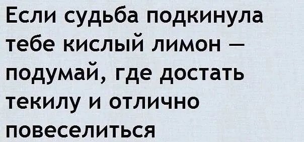 Если судьба подкинула тебе кислый лимон подумай где достать текилу и отлично повеселиться