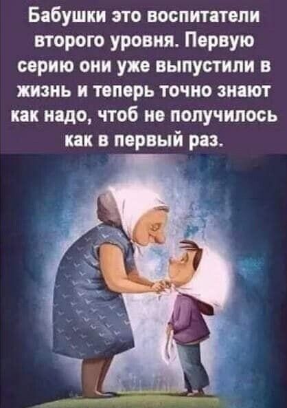 Бабушки это воспитатели второго уровня Первую серию они уже выпустили в жизнь и теперь точно знают как надо чтоб не получилось как в первый раз