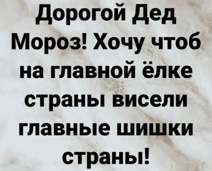 дорогой дед Мороз Хочу чтоб на главной ёлке страньпвисели главные шишки страньп