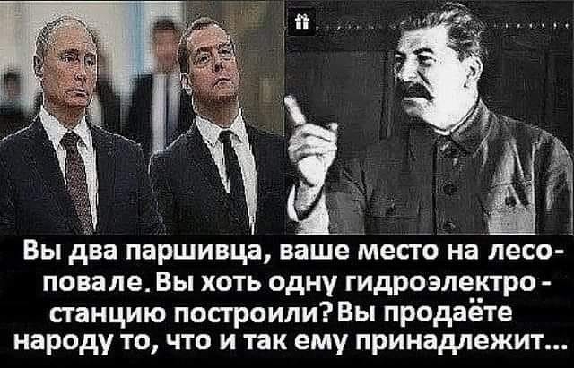 Вы два паршивца вашедместона лесо А повале Вы хоть одну гидроэле_ктро станцию построили Вы продаёте народу то что и так ему принадлежит