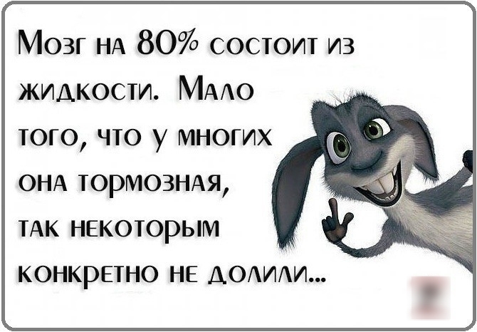 Мозг НА 80 состоит из ЖИАкости МААО того что у многих ОНА тормознш тАк некоторым КОНКРЕТНО НЕ АОИАИ