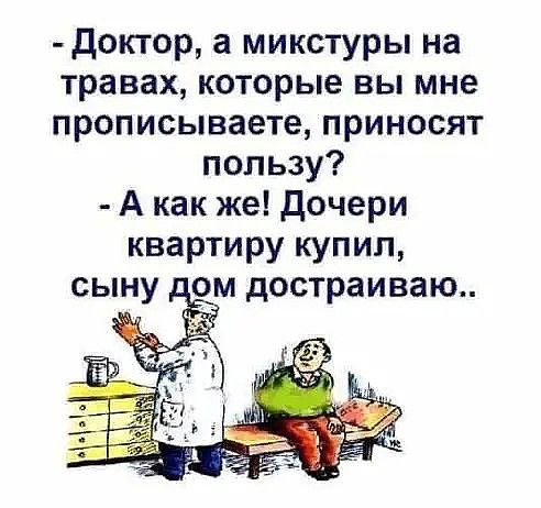 Доктор а микстуры на травах которые вы мне прописываете приносят пользу А как же дочери квартиру купил сыну лом достраиваю