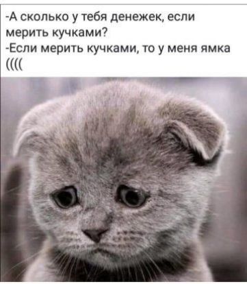 А сколько у тебя денежек если мерить кучками Если мерить кучками то у меня ямка
