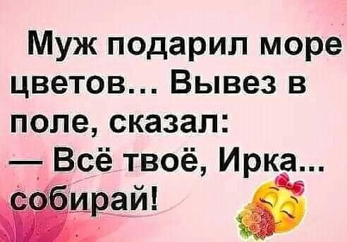 Муж подарил море цветов Вывез в попе сказал _ Всё твоё Ирка