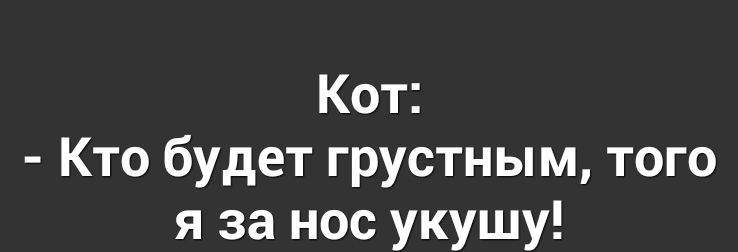Кот Кто будет грустным того я за нос укушу