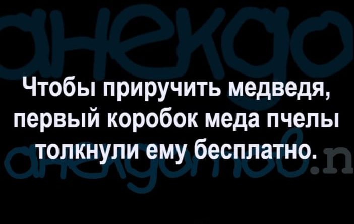 Чтобы приручить медведя первый коробок меда пчелы толкнули ему бесплатно