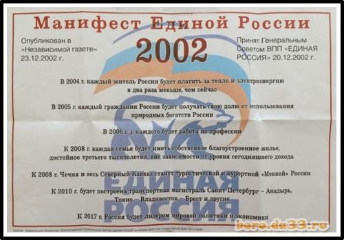 МанифесъЕ диной России ммм Гейщщм От впп кдинм 2зпэоо7 ю шыш итп чп кими