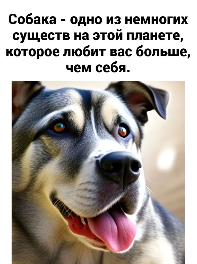 Собака одно из немногих существ на этой планете которое любит вас больше чем себя